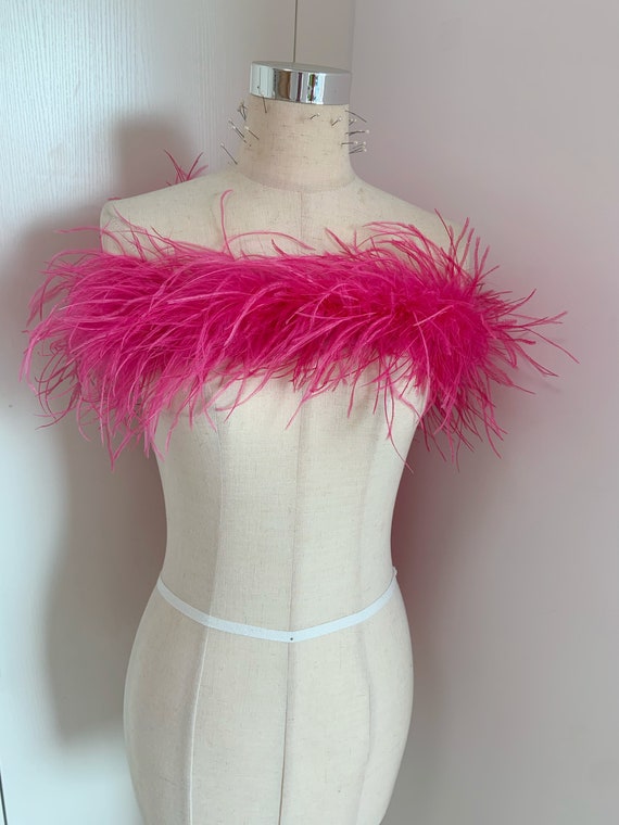 Hot pink Ostrich Feather boa for couture , extra puffy ostrich feather fringe trim for costume, dress up, Halloween, Dance wear