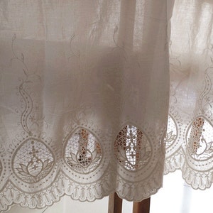 off white natural cotton lace fabric with hollowed out floral pattern, cotton eyelet lace fabric