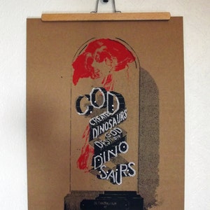 God creates Dinosaurs | JURASSIC PARK ILLUSTRATION | screen print