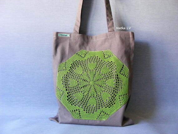 crochet canvas bag