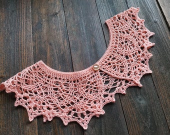 Peach crochet collar, women's lace collar, girl's, victorian collar, vintage style handmade collar, neck accessory, crochet necklace