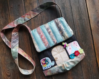 Girl's house bag, doll house bag, girl's country house shoulder bag, cottage house bag, patchwork handmade bag, children bag, gift for girl