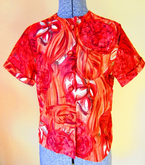 Vintage 50s Red Blouse by Gregory - image 1