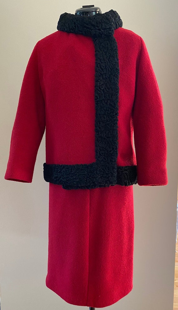 Early 60s Crimson Red Wool Suit Dress from Forstm… - image 1