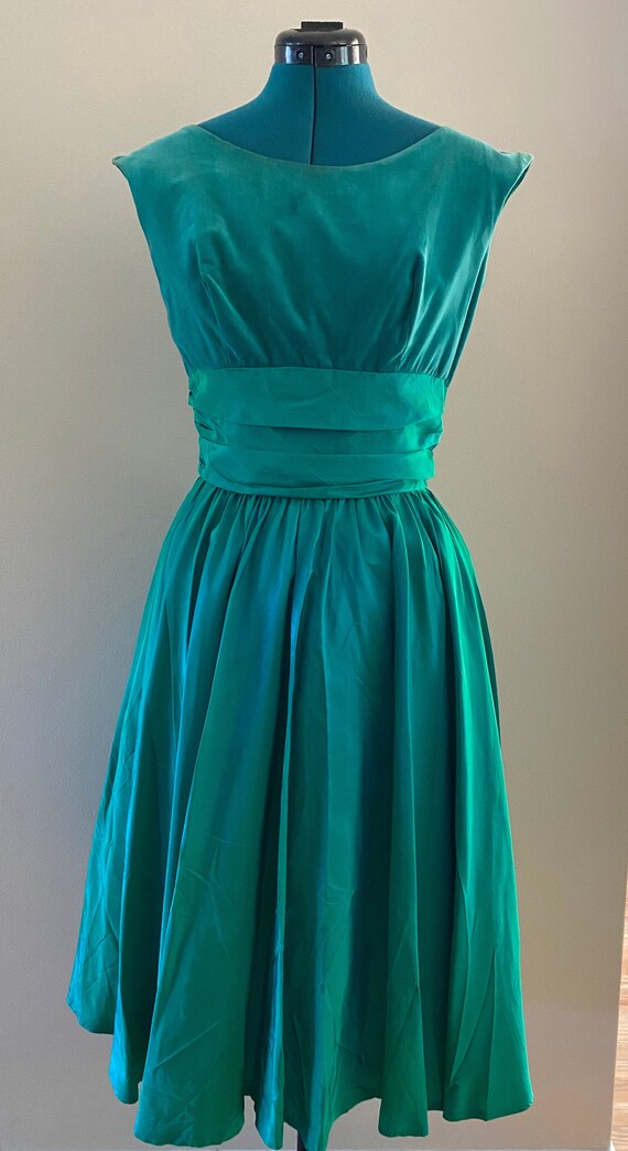 Vintage 50s Emerald Green Velvet/Taffeta Handmade