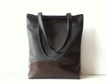 Leder Tragetasche, Vegan Leder Tragetasche, Große lässige Tragetasche, Colorblock Tasche, Unisex Tragetasche, Männer Tragetasche, Geschenk für Ihn