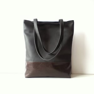 Sac fourre-tout en cuir, fourre-tout en cuir végétalien, grand sac fourre-tout décontracté de tous les jours, sac à bandoulière colorblock, sac fourre-tout unisexe, sac fourre-tout pour homme, cadeau pour lui