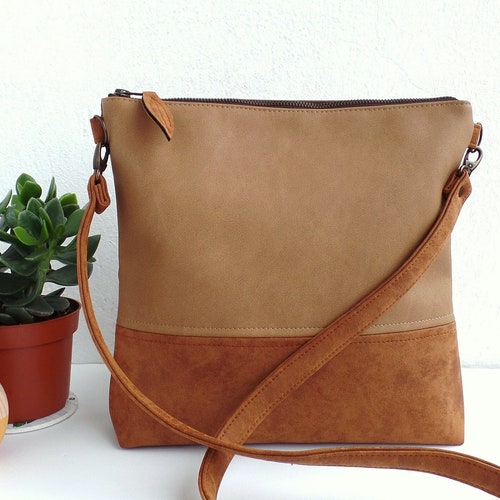 Vegan Leather Crossbody Bag Leather Messenger Crossbody Etsy