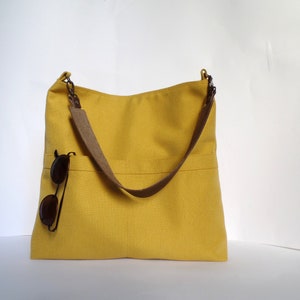 Mustard Yellow Hobo Bag Linen and Cotton Hobo Purse Everyday - Etsy