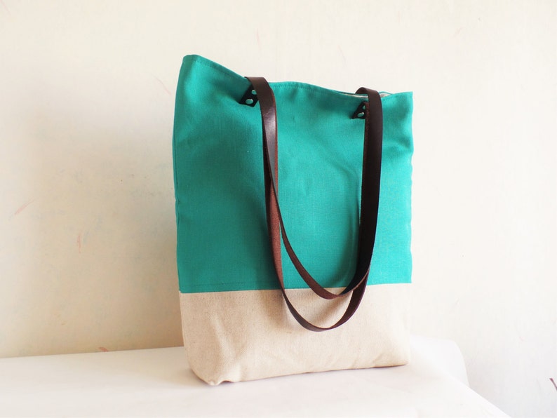 Green Tote Bag Bottle Green Tote Linen Tote Bag Real - Etsy