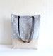 Polka dot tote, polka dot bag, grey tote bag, linen tote, canvas bag, leather straps, leather handles, Bridesmaid Bag, Bridesmaid Gift 