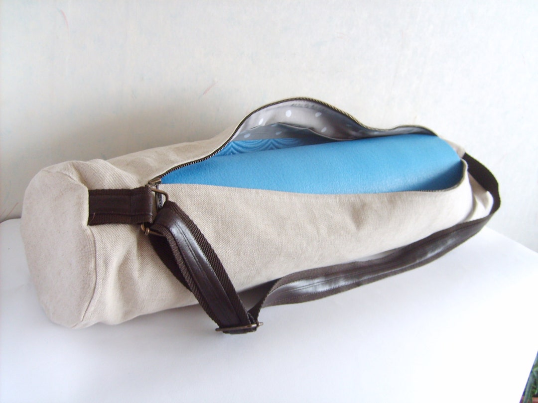 Yoga Mat Bag, Unisex Yoga Bag With Zipper and Adjustable Strap, Linen