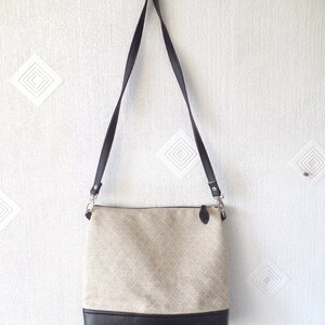 Crossbody Leather Bag, Linen Cross Body Bag, Geometric Print Tote Bag ...