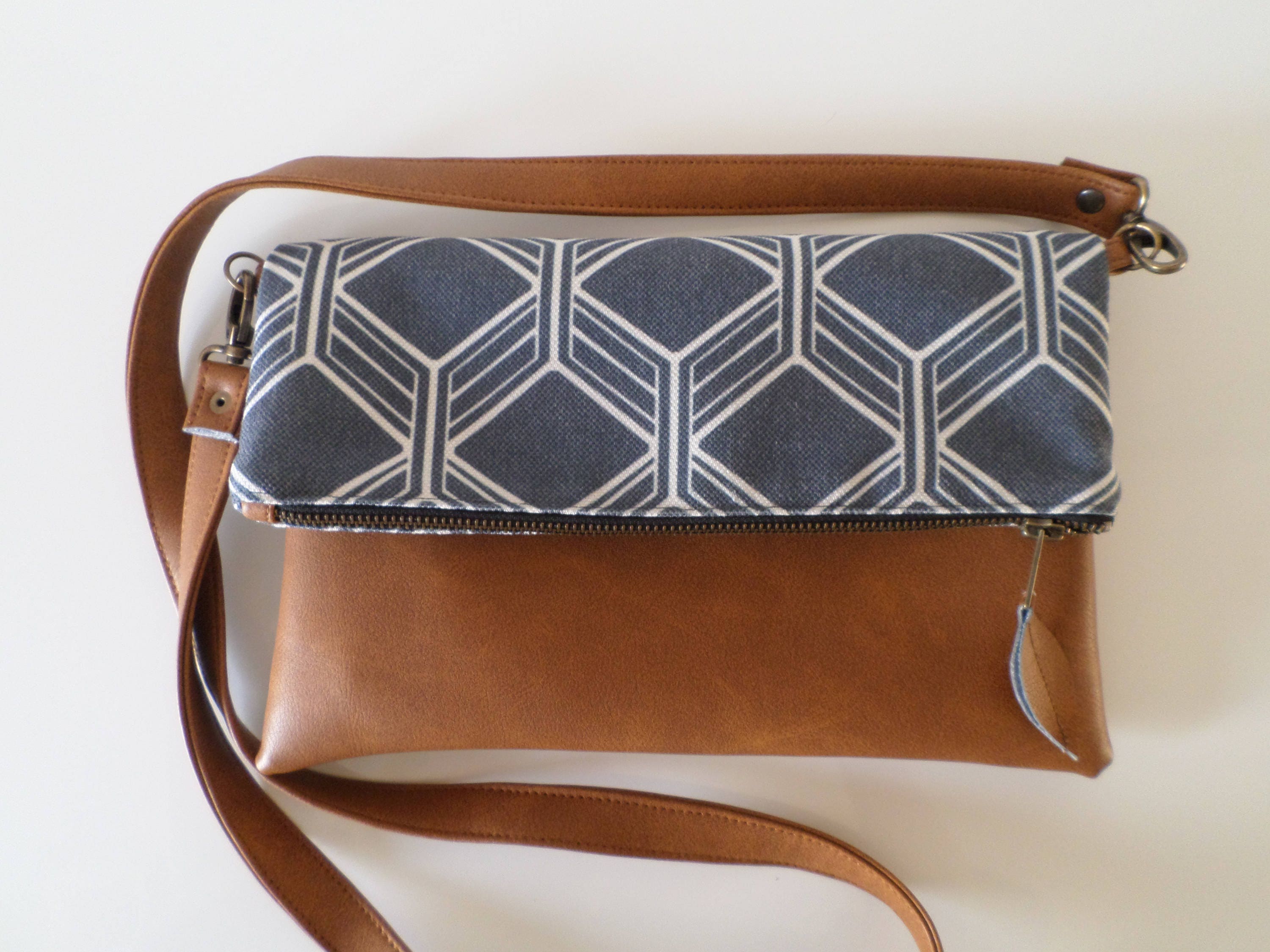 Crossbody Leather Bag Geometric Cross Body Bag Foldover Etsy