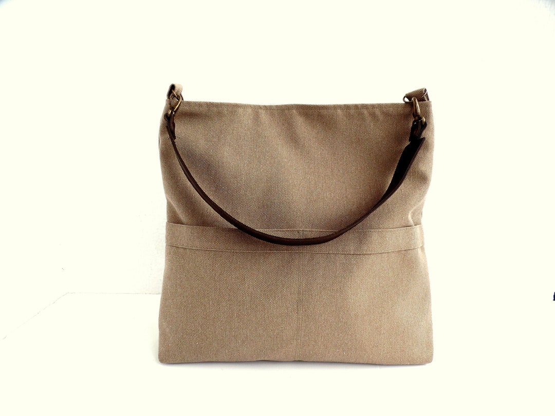 Medium Bucket Bag Hobo Shoulder Bag Pocket Handbag Taupe - Etsy