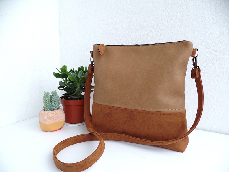 Vegan Leather Crossbody Bag Leather Messenger Crossbody Etsy