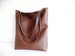 Leather tote bag, Large everyday casual tote bag, Chocolate brown vegan leather tote shoulder bag with real leather handles