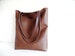 Leather tote bag, Large everyday casual tote bag, Chocolate brown vegan leather tote shoulder bag with real leather handles 