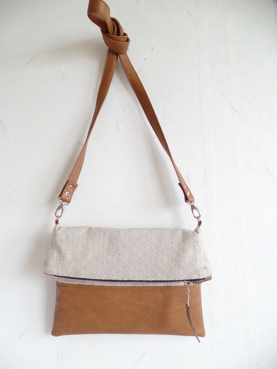 Crossbody Leather Bag, Geometric Cross Body Bag, Foldover Crossbody Bag, Linen Crossbody Purse