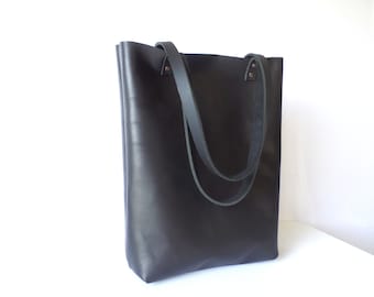 Leather tote bag, Large leather tote bag, Full grain leather tote bag, Simple everyday casual shoulder bag