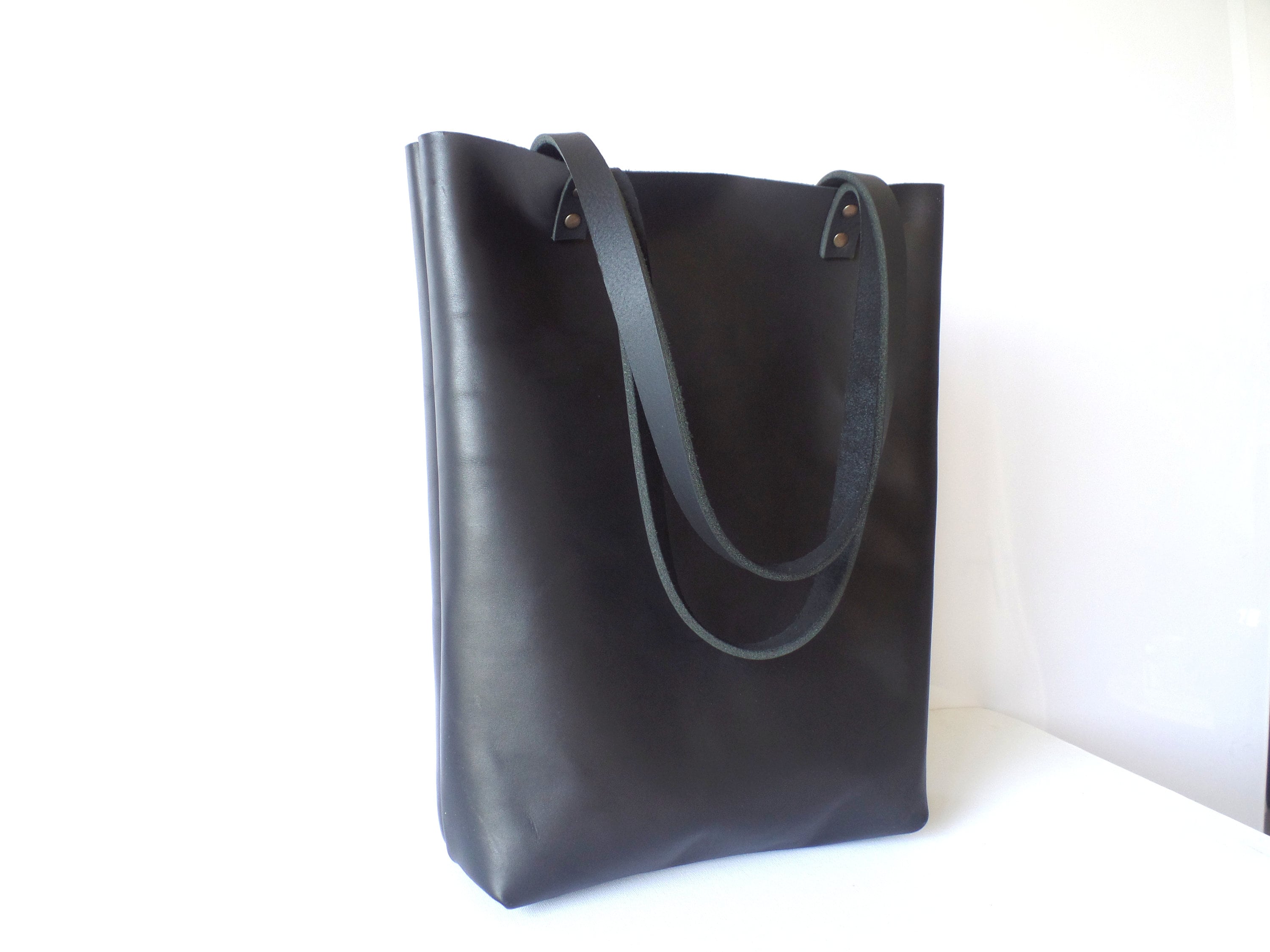 Small Full-Grain Leather Tote Bag - Cement