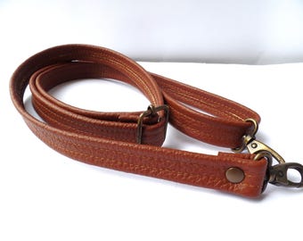 Adjustable Leather Crossbody Strap: Honey Brown Bag Purse Strap