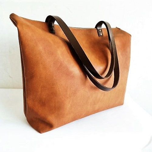 Oversized Extra Large Vegan Leather Tote Bag Carry All Heavy Etsy