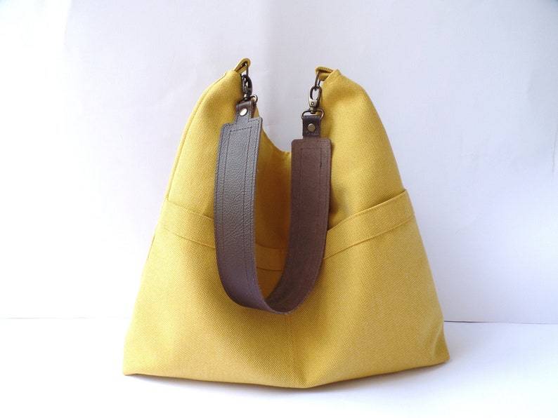Mustard Yellow Hobo Bag Linen and Cotton Hobo Purse Everyday Etsy