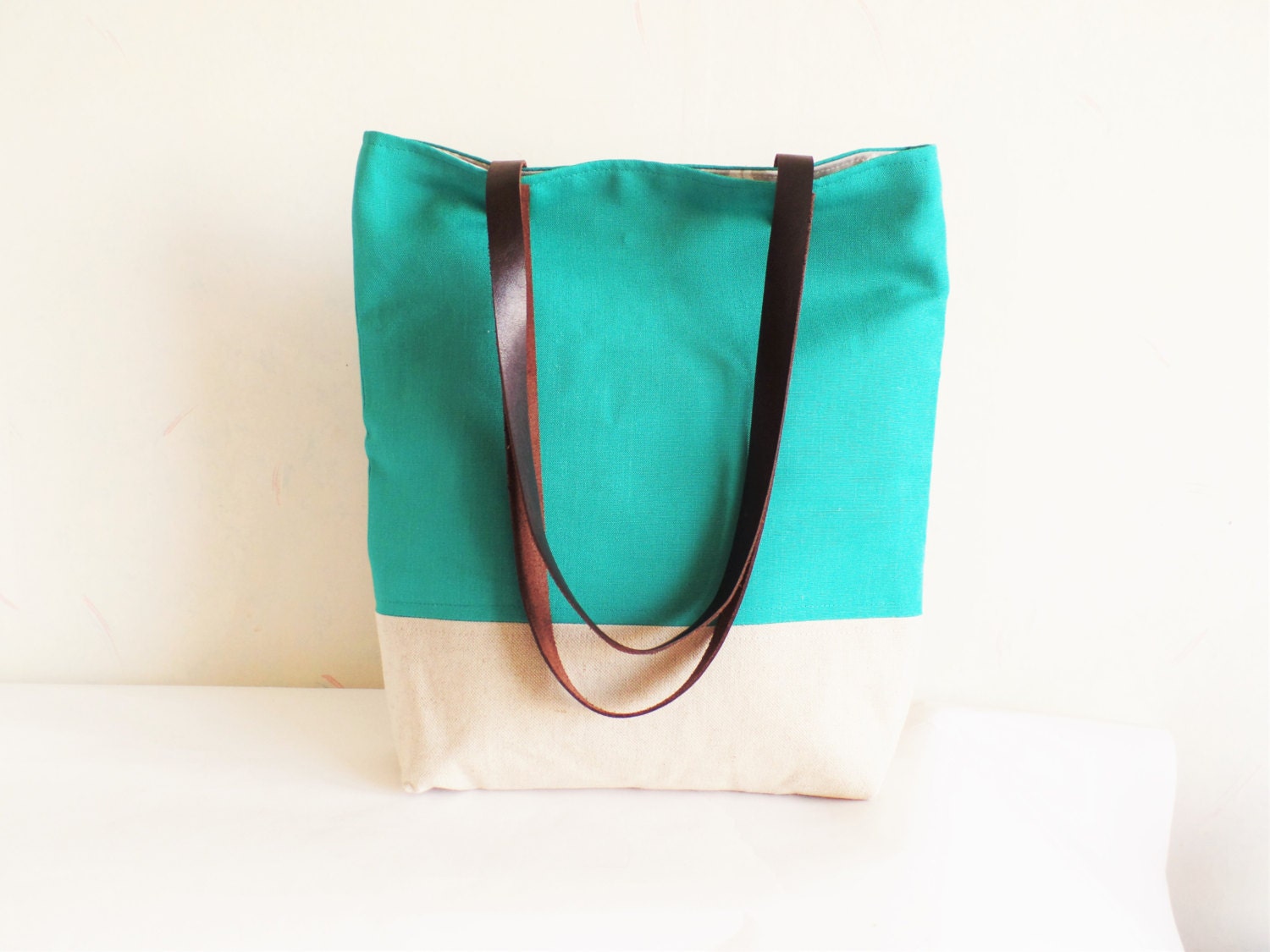 Green Tote Bag Bottle Green Tote Linen Tote Bag Real - Etsy