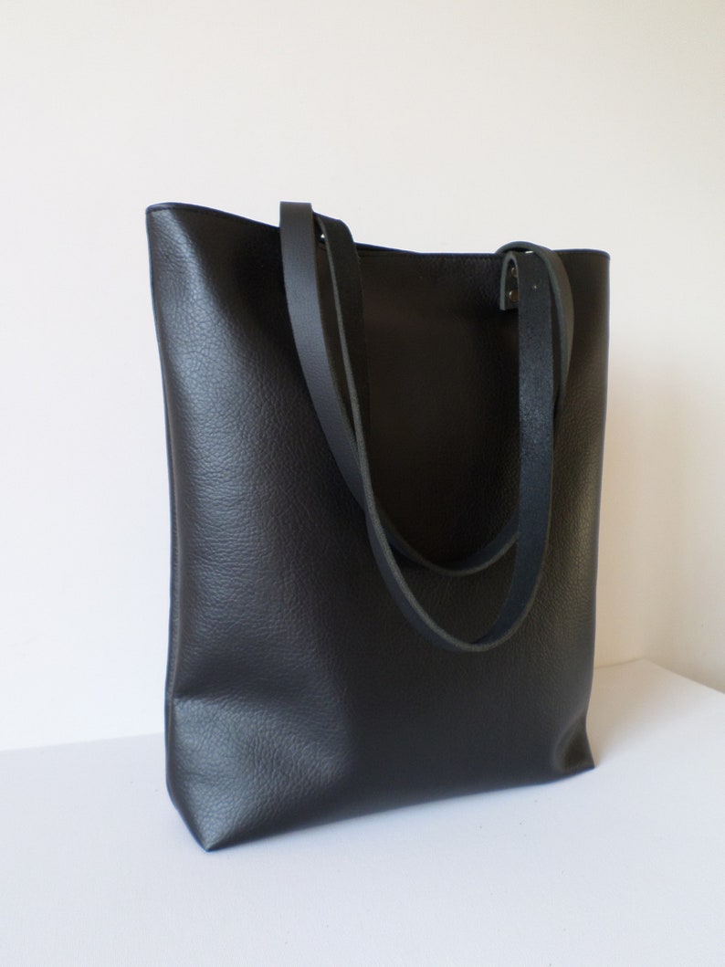 Leather Tote Bag Large Everyday Casual Tote Bag Black Vegan - Etsy