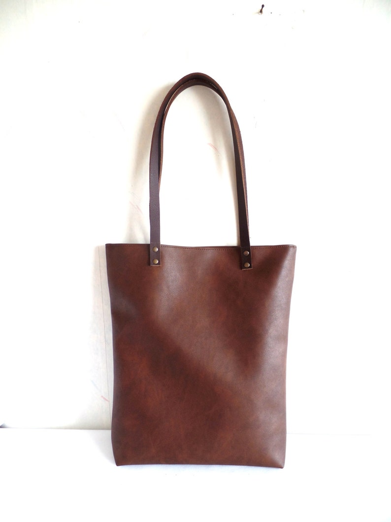 Leather Tote Bag Large Everyday Casual Tote Bag Chocolate Etsy