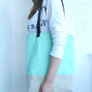 Multi Mint Fabric Reycle Tote Bag Turqoise Pin