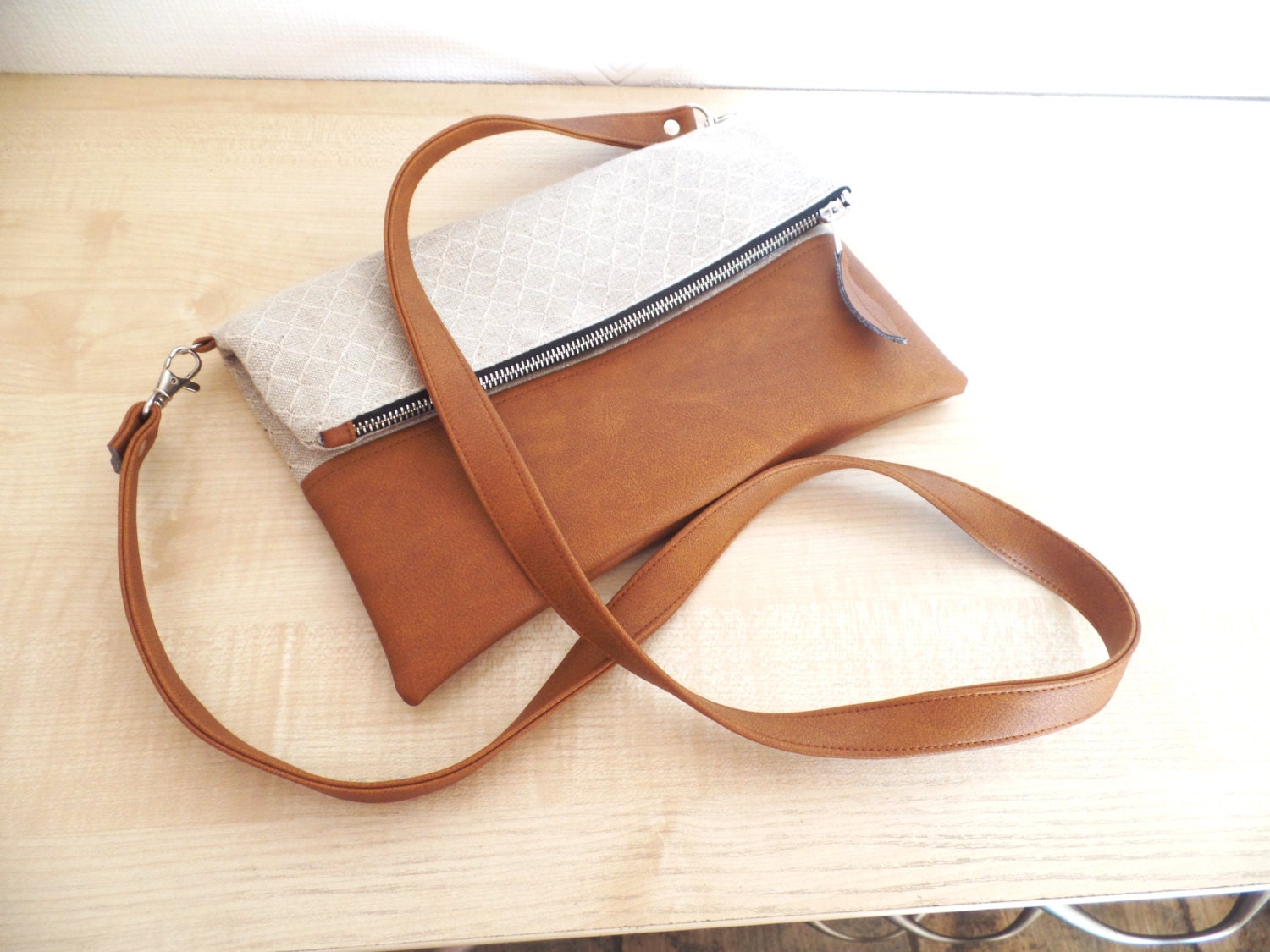 Crossbody Leather Bag Geometric Cross Body Bag Foldover Etsy