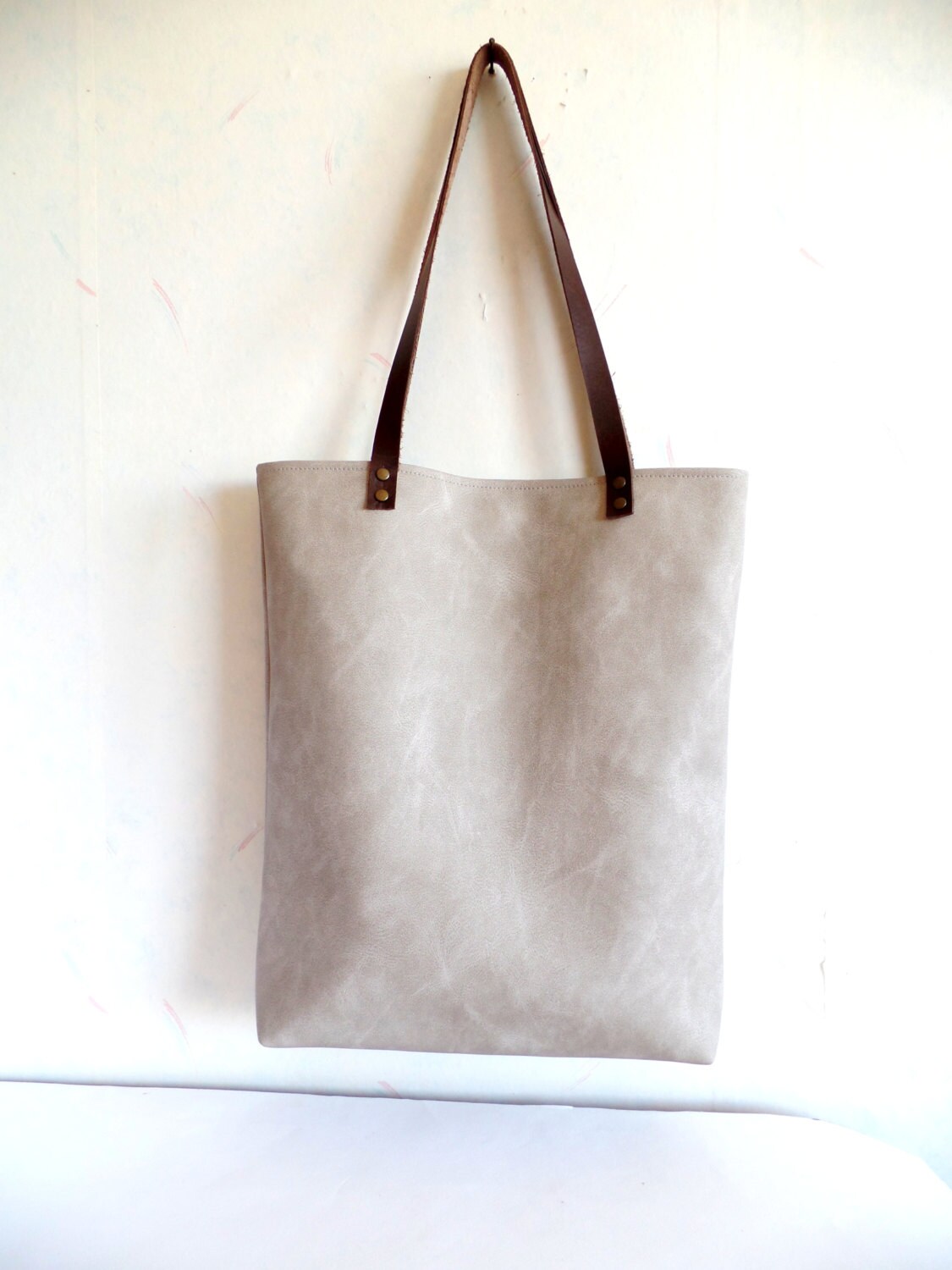 Leather Tote Bag Large Tote Bag Vegan Leather Tote Grey - Etsy