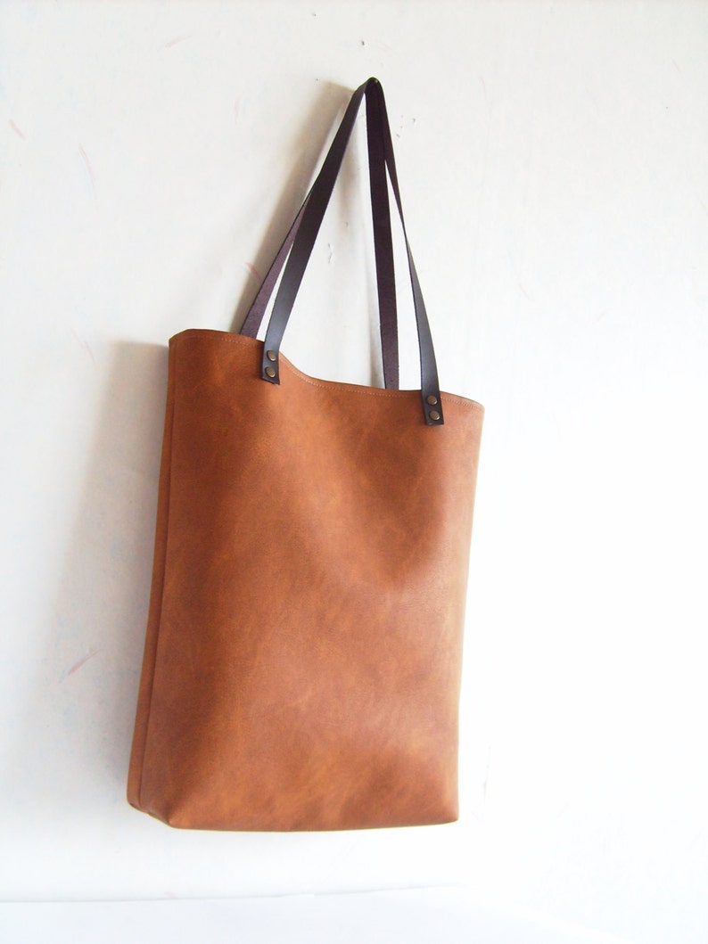 Vegan Leather Tote Bag Leather Shoulder Bag Top Handle Bag Etsy
