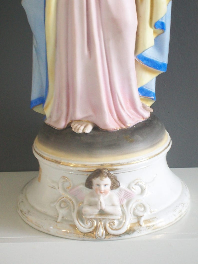 Antique Religious Statue / Superb Large Bisque & Porcelain Etsy UK