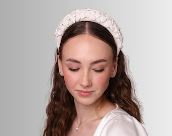 Fancy White headband for wedding, headpiece for modern bride, Prom party