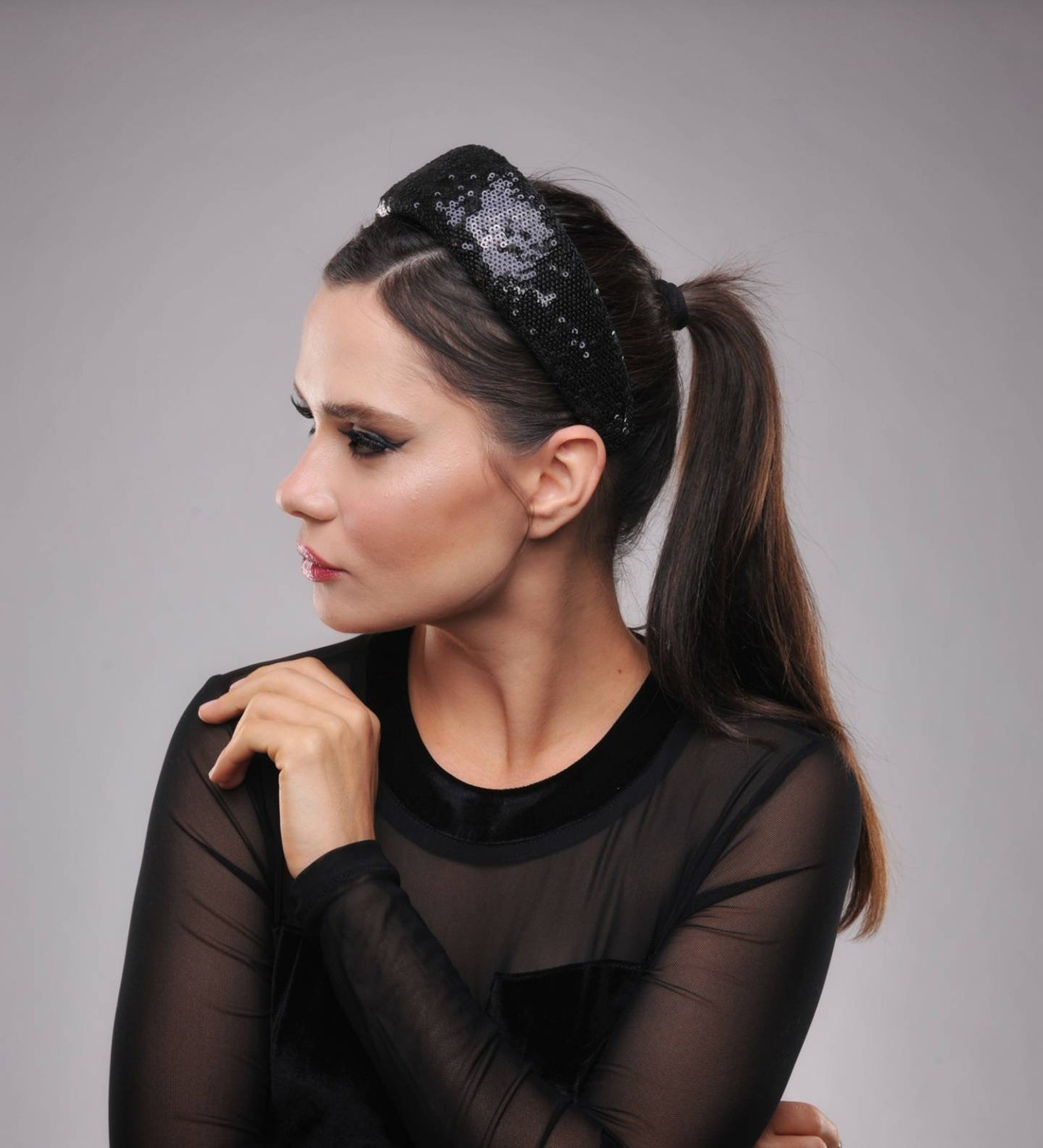 Black Sequin Headband for Women Glam Fascinator Headpiece Etsy Israel