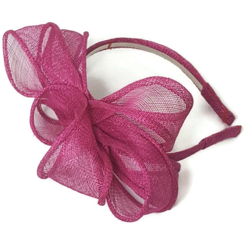 Pink Magenta modern headpiece for wedding small elegant fascinator image 8