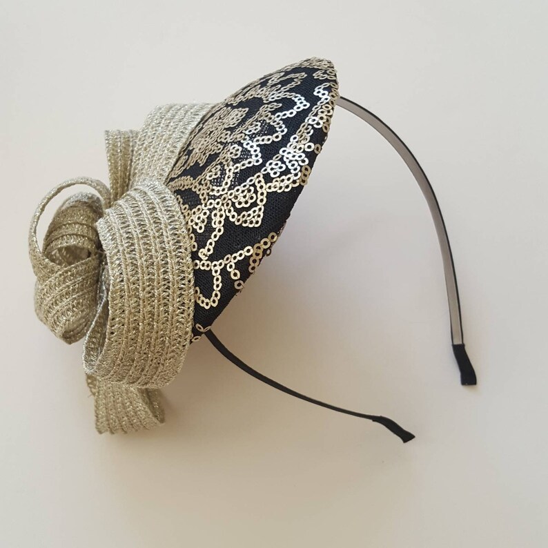 Gold mini fascinator women hat 