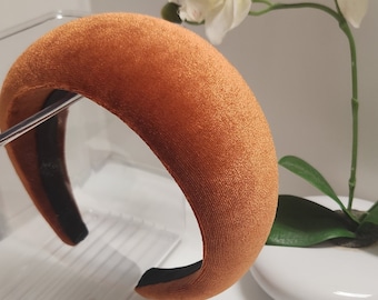 Extra wide padded headband for women, Modern fascinator Kate Middleton style, Winter Orenge hat