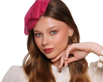 Pink Sinamay Fascinator Hat: Handmade Headband for Tea Party