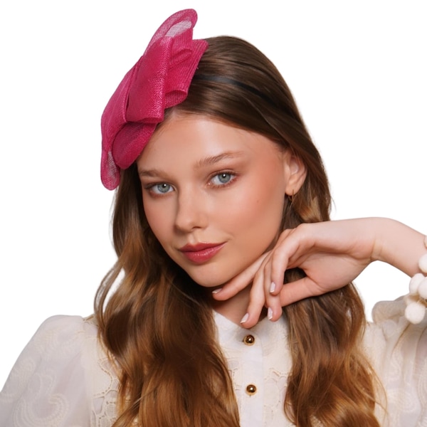 Pink Sinamay Fascinator Hat: Handmade Headband for Tea Party