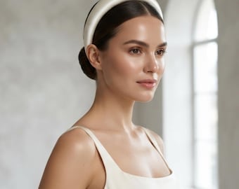 Handmade Padded Satin Bridal Headband – Ivory Wedding Hair Accessory