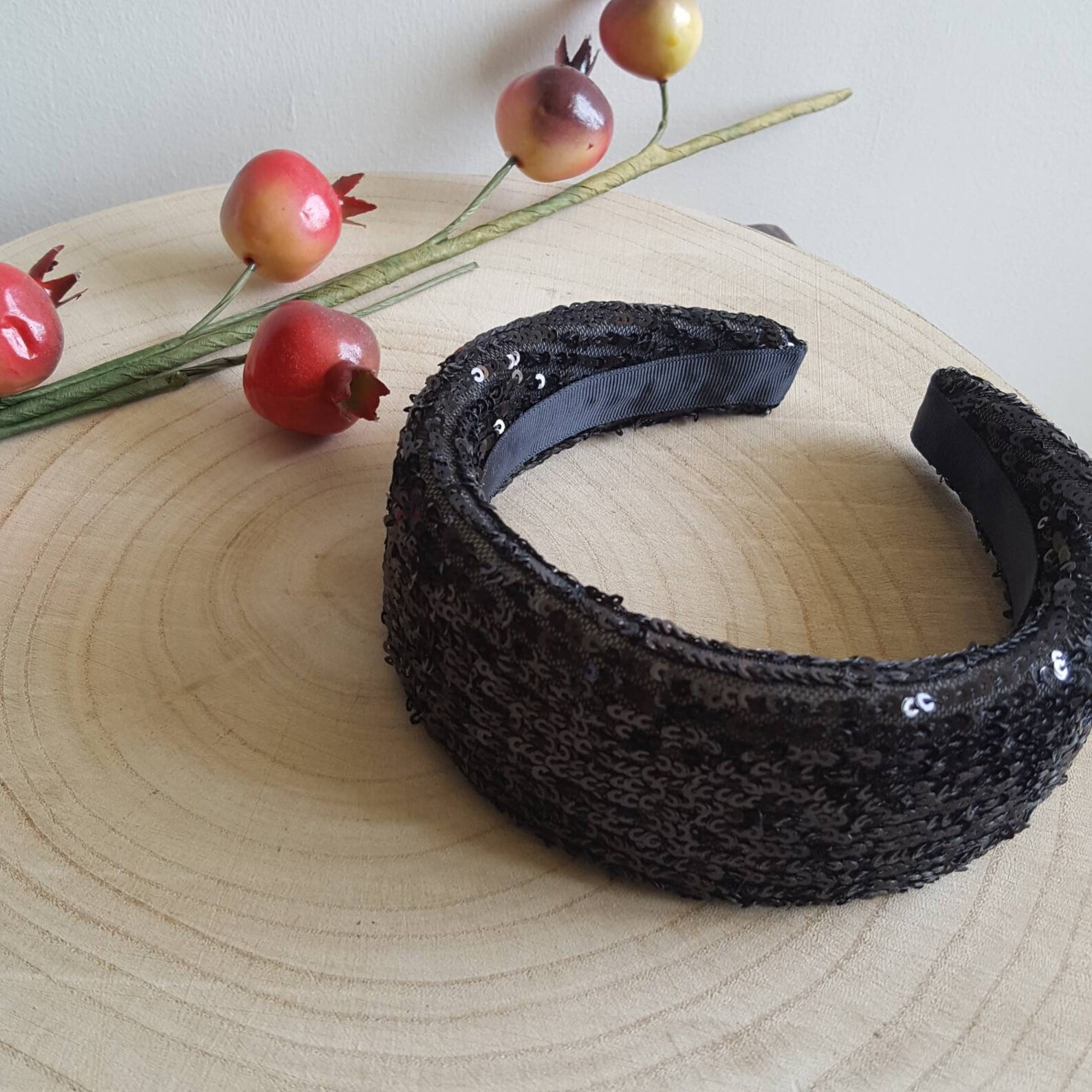 Black sequin headband Glitter headband Fascinator headpiece Etsy