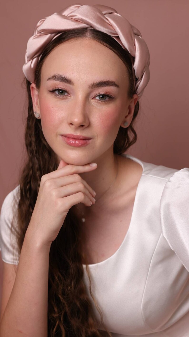 Light Pink Satin Headband Halo Crown Braided, Luxury Fascinator Kate Middleton Style Etsy