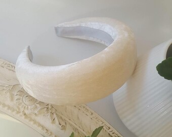 White velvet padded headband, luxury fascinator headpiece, gift for bride, elegant and fashion accessories for women