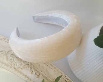 White velvet padded headband, luxury fascinator headpiece, gift for bride, elegant and fashion accessories for women