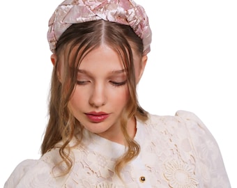 Luxury Pink braided headband modern fascinator hat for wedding