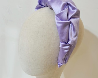 Lilac Purple Satin Scrunchie Headband: Ruffle Fashion Accessory